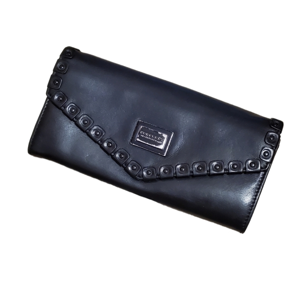 Burberry Black Leather Stud-Trim Wallet